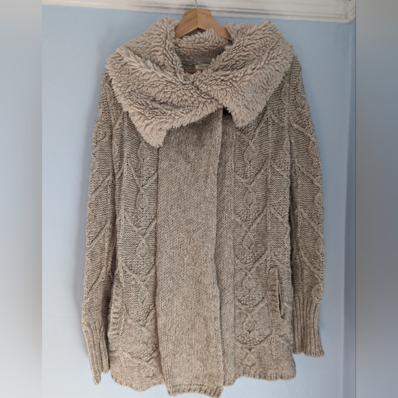 Anthropologie Bondurant Sherpa Sweater Coat Cardigan Sleeping On Snow - Picture 6 of 13